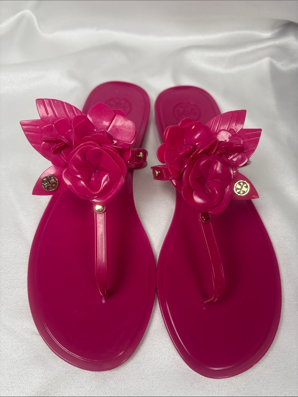 Tory Burch Fuchsia Floral Jelly Thong Sandals